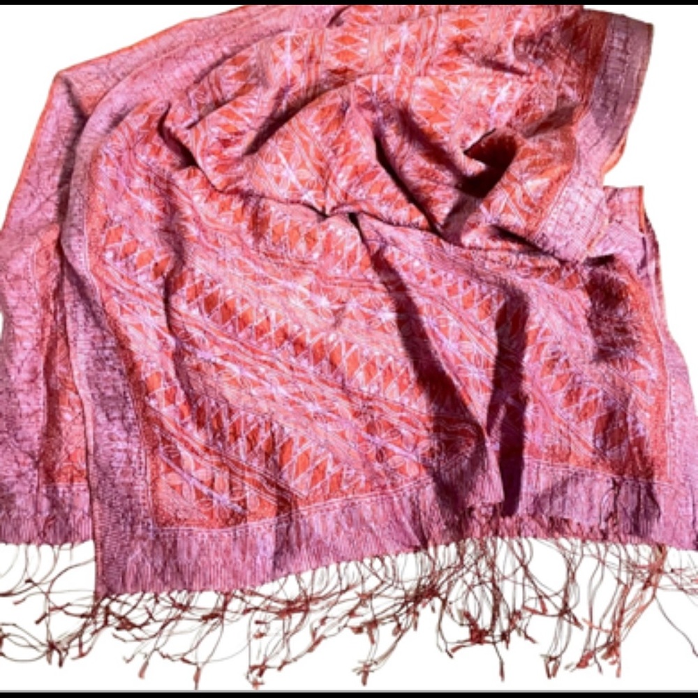 Vintage long silk scarf bohemian retro